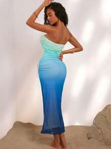 SHEIN VCAY 假日漸層顏色女裝洋裝 - 藍色 - 查看 2