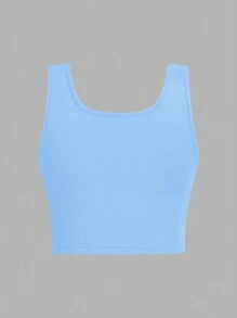 SHEIN EZwear 3 件女式黑色、白色、灰色超短款修身休闲圆领吊带背心，适合夏季 - 彩色 - 查看 11