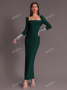 Modphy New Rhinestone Bandage Strapless Dress, Ladies Formal Wedding Party Gown, Eid Celebration Dress,Evening,Wedding Guest