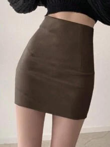 DAZY Women's Solid Color Bodycon Elegant Skirt Summer,Pencil Skirt