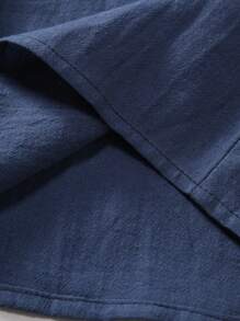 Manfinity Homme 男士春夏季純色立領長袖休閒日常通勤襯衫 - 藏蓝色 - 查看 6