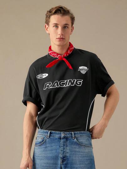 SWAVVY 寬鬆男士字母印花針織休閒t卹