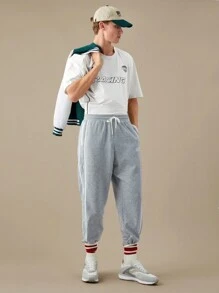 Manfinity VCAY Men Casual Letter Graphic Drop Shoulder Tee