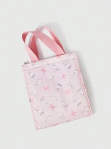 ROMWE Kawaii Cat Printed Fashionable Portable Lunch Bag For Thermal Insulation And Storage - Pink - View 5