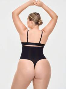 SHAPORA Plus Size Màu trơn Quần định hình thể thao cạp cao tối giản - màu đen - Xem 5