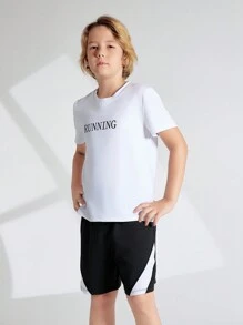 Tween Boy Basic Printed Short Sleeve T-Shirt And Shorts Set