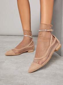 SHUZIA 女士尖頭甜美時尚透氣平底鞋 - 杏色 - 查看 5