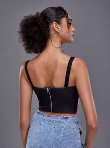 Sapstudio Artist Y2K Casual Anime Printed Crop Cami Top For Women, Slim Fit, Holiday, Vacation, Spring & Summer, Beach, Going Out, Festival, Ibiza Fits, Western Wear - Multicolor - View 3