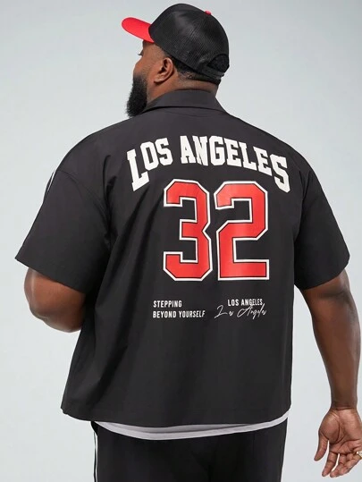 Manfinity VCAY 男士大尺碼編織休閒寬鬆短袖襯衫，夏季