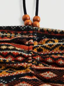 ROMWE Hippie Áo sọc bất đối xứng cho kỳ nghỉ hè, kiểu cổ treo - Nhiều màu - Xem 3