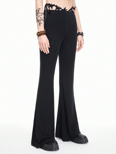 Fairycore Pantalones diarios simples de unicolor para mujer