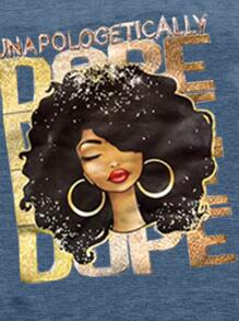 SHEIN LUNE Women's Simple Printed Round Neck Dress Maxi Women Outfit - Navy Blue - View 5