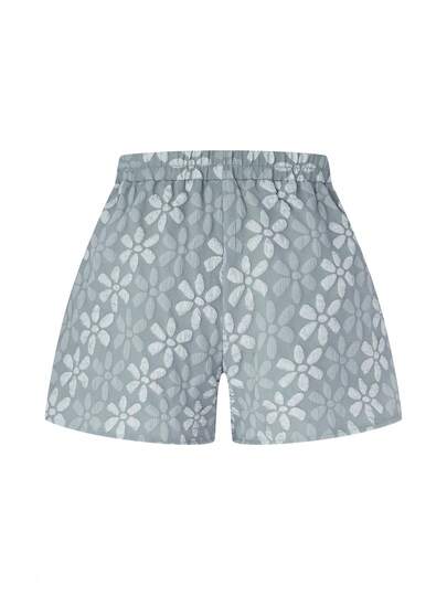 Plus Size Women's Textured Random Cut A-Line Shorts With Tie Belt