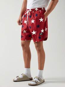 Manfinity VCAY Zomer geweven casual short voor heren met trekkoord en sterrenprint