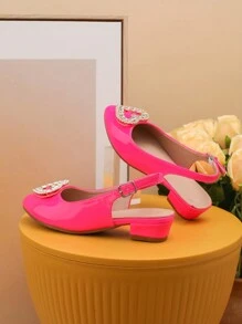 时尚百搭的儿童派对高跟鞋，带搭扣 - 玫紅色 - 查看 4