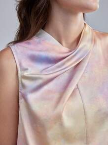 MOTF PREMIUM Blusa sin mangas con cuello cisne y teñido de nudos - Multicolor - Ver 3