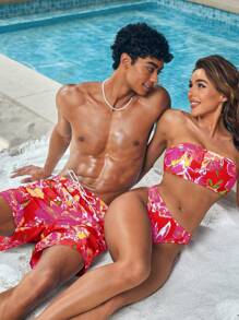 Manfinity VDAYZ Quần short đi biển in hoa cho nam trong kỳ nghỉ hè - Nhiều màu - Xem 5