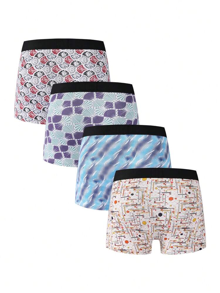 Men's Random Printed Boxer Shorts (Pack Of 4)