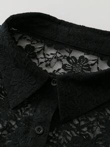 SHEIN Clasi Váy không tay ren màu đen thời trang dành cho nữ cỡ lớn - Màu be - Xem 4