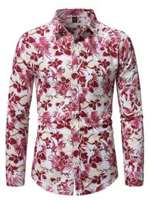 Manfinity LEGND 男士春夏花卉印花休闲长袖衬衫，男士花卉衬衫