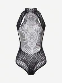 4pcs Women Sexy Sheer Bodystocking - Black - View 2