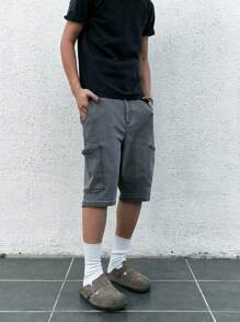 Manfinity Hypemode 男士夏季百搭寬鬆半褲牛仔短褲，多口袋款式