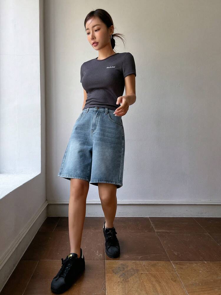 Women's Simple Casual Daily Summer Denim Shorts, Matching Any Jorts