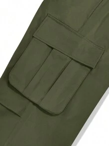 Chillumni Loose Fit Men Cargo Pants With Flap Pockets, Side Drawstring Waist, For Fall