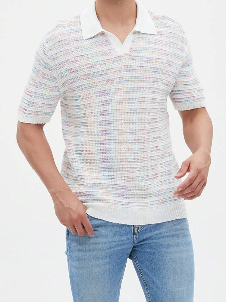 Men's Tie-Dye Short Sleeve Knitwear For Casual Or Office Look, Summer