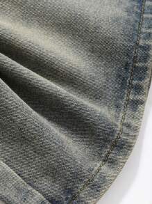 DAZY Shorts Denim Casuais Soltas Femininas com Bolsos, Shorts Denim - Lavagem Média - Visão 7