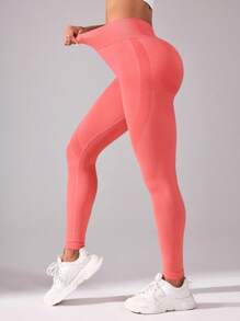 SHEIN Sport Studio Mallas de yoga ajustadas y sólidas para mujer para modelar los glúteos
