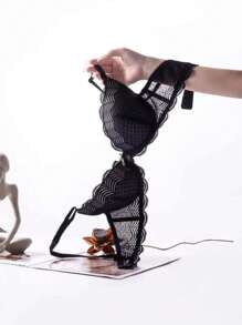 Áo ngực có gọng ren cho nữ, 1 cái - màu đen - Xem 2