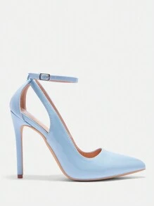 CUCCOO BIZCHIC Sapatos de salto alto de cor sólida e simples, adequados para festa, combinando com Natal, Outono, Ano Novo, feriados - Azul bebê - Visão 2