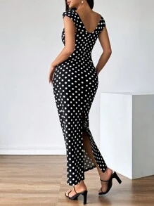 SHEIN Privé Vestido asimétrico con hombros abiertos para mujer - Albaricoque - Ver 2