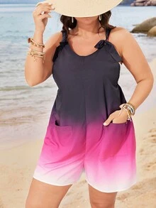 SHEIN CURVE+ Combinaison femme grande taille, couleur dégradée, style cargo - Multicolore - Voir 5