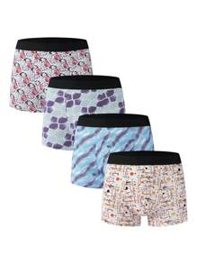 Men's Random Printed Boxer Shorts (Pack Of 4) - Multicolor - View 1