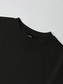 SHEIN EZwear Áo thun crop top tay ngắn phong cách Y2K cho bé, in hình cờ Mỹ, thích hợp cho mùa hè - màu đen - Xem 5