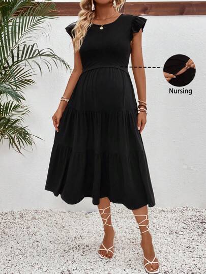 SHEIN Women Solid Color Simple Style Daily Nursing Wear For Maternity