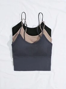 Shein Underwear&Sleepwear Basics Set de 3 sostenes sin costuras ni alambre para mujeres.