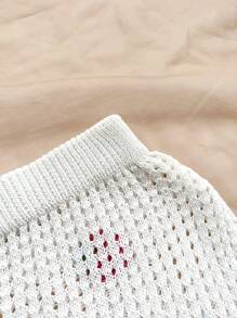 Soleia Stickad kjol med slitsar, jordgubbsdekoration och volangkant för kvinnor, höst/vinter - Vitt - Visa 5