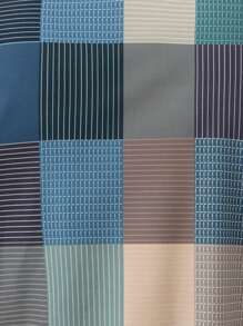 Manfinity Homme 男士夏季休閑格子與印花短袖襯衫 - 藍色 - 查看 7