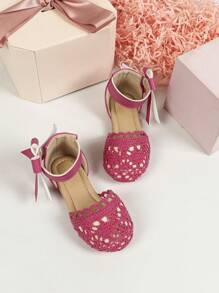 1 Đôi Giày Đế Bằng Ngoài Trời Thoải Mái Cho Bé Gái, Giày Tập Đi Cho Bé, Giày Vải Thời Trang - Màu Hồng Tươi - Xem 4