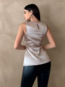 SHEIN Essnce Áo sơ mi nữ Áo công sở Áo công sở Váy phụ nữ mùa hè - Màu Khaki - Xem 3