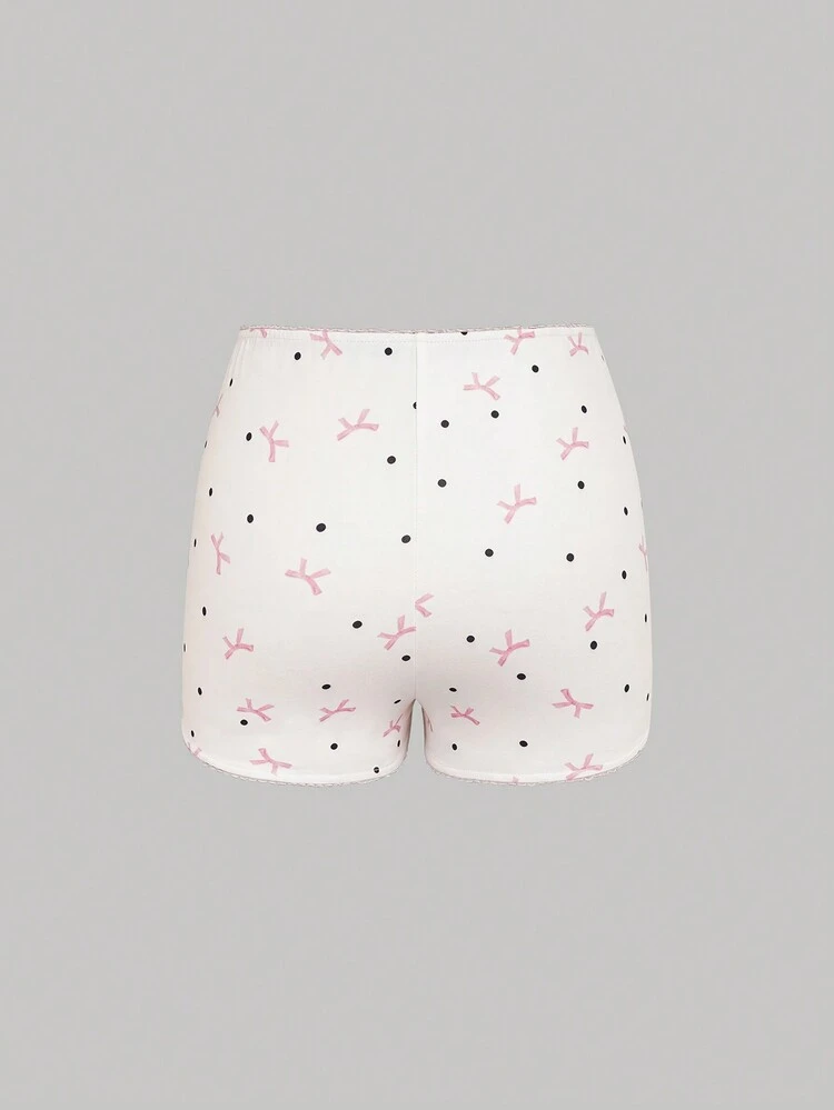 Women's Polka Dot Bow Tie Printed Casual Shorts