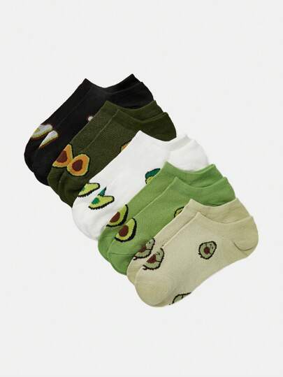 جوارب قصيرة غير مرئية أسلوب الأفوكادو 5 أزواج