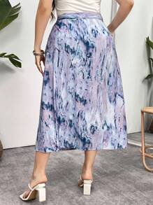Mulvari Plus Size Wrapover Tie Waist Holiday Casual Skirt