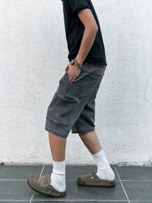 Manfinity Hypemode 男士夏季百搭寬鬆半褲牛仔短褲，多口袋款式