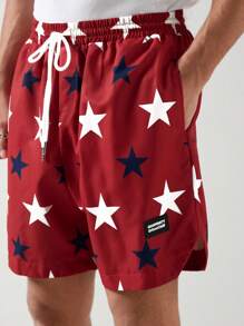 Manfinity VCAY Zomer geweven casual short voor heren met trekkoord en sterrenprint