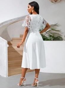 SHEIN Lady Vestido de invitada de boda para verano, vestidos para mujer, vestido de graduación blanco con flecos, bordados y lentejuelas, vestido de boda blanco largo y corto, atuendo para conciertos de música country - Blanco - Ver 2