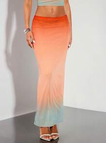 SHEIN BAE Gradient Rainbow Print Resort Skirt